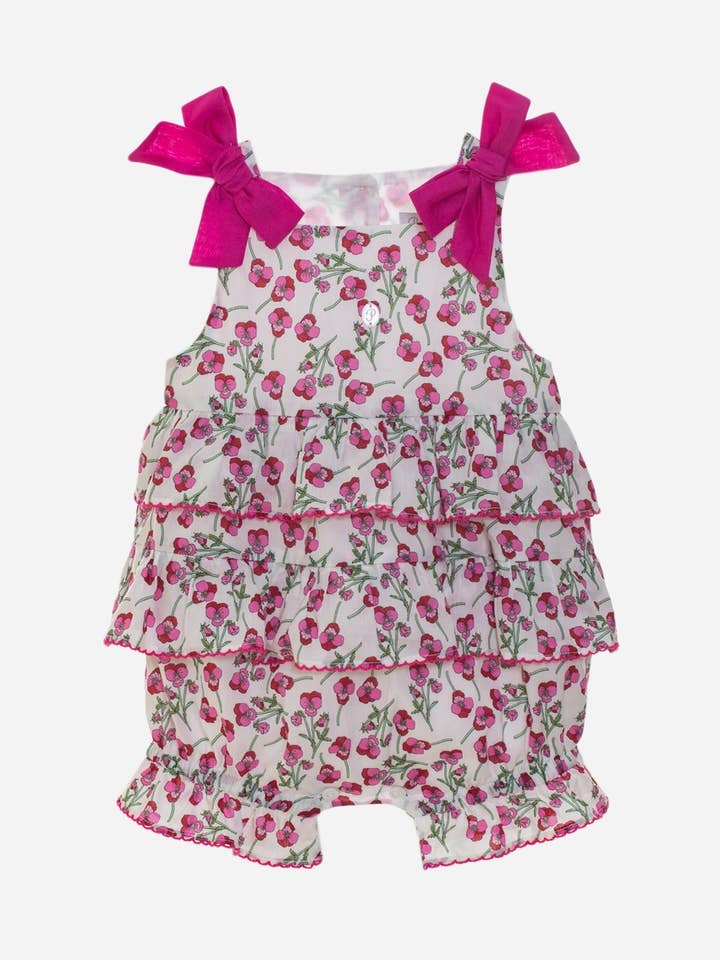 Barboteuse pour bébé fille avec imprimé Liberty exclusif pour la vente par Patachou
