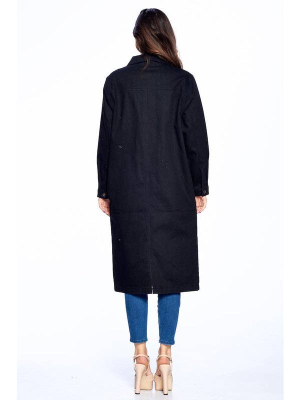 patrol jeans – wholesale Denim jacket – Women's – LDJ-4025-Ladies Long Denim Jacket5