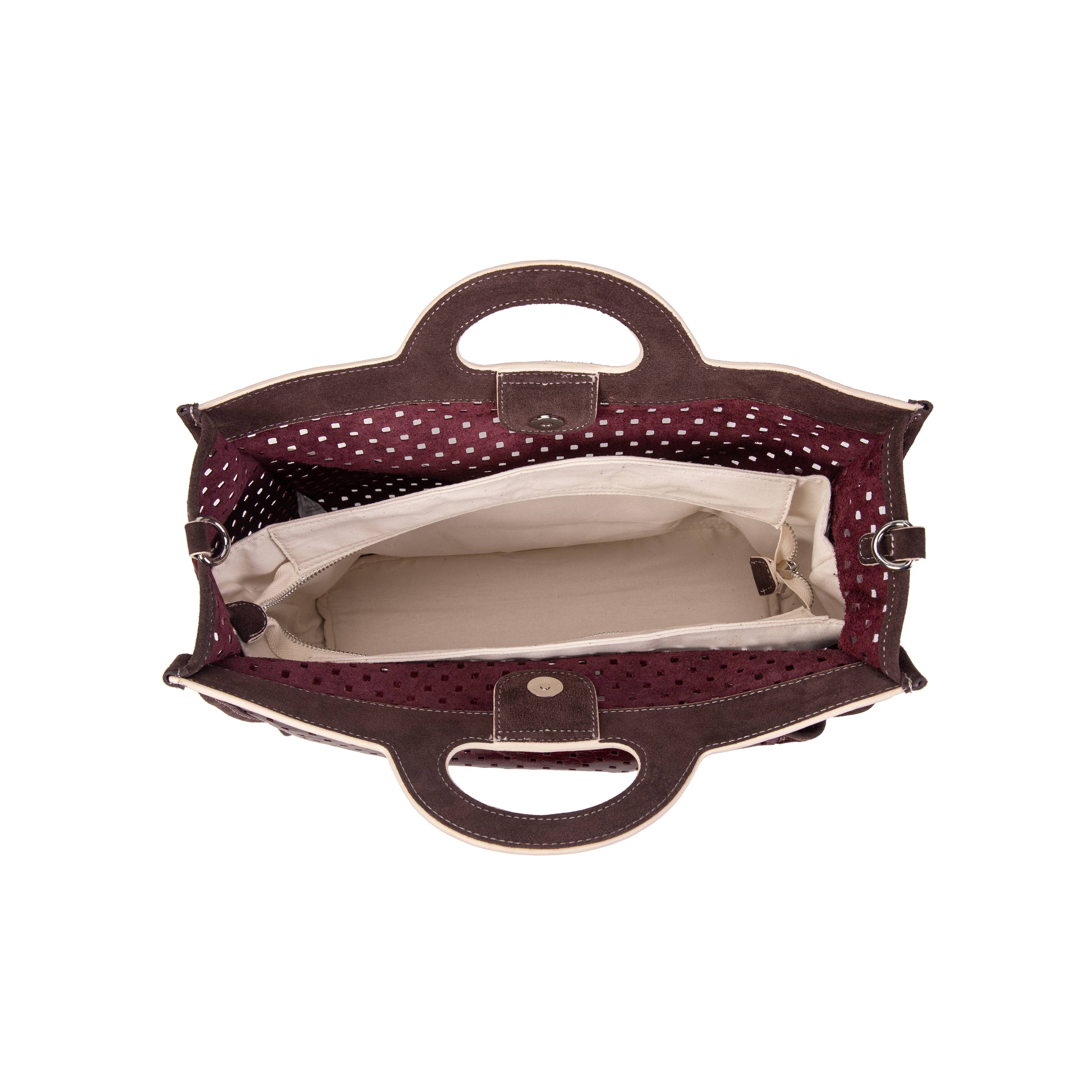 kate lee - Vendita all'ingrosso Borsa con manico - Donna - Borsa a mano in pelle traforata Gae bordeaux2