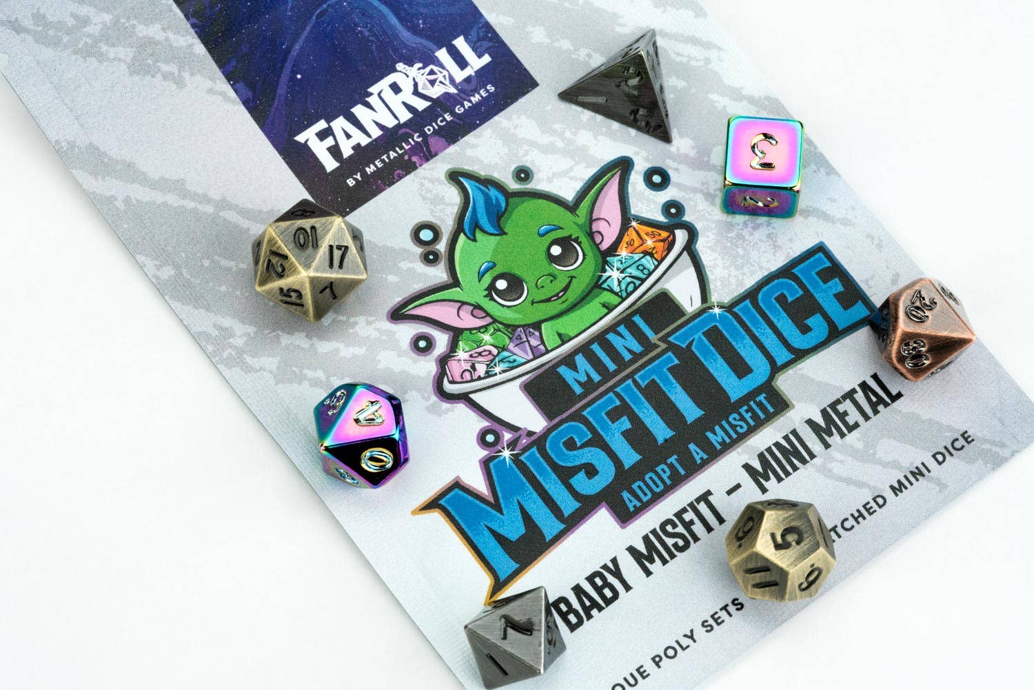 FanRoll by Metallic Dice Games – wholesale Tärning – Mystery Misfit Mini Metal Polyhedral Tärningsset0