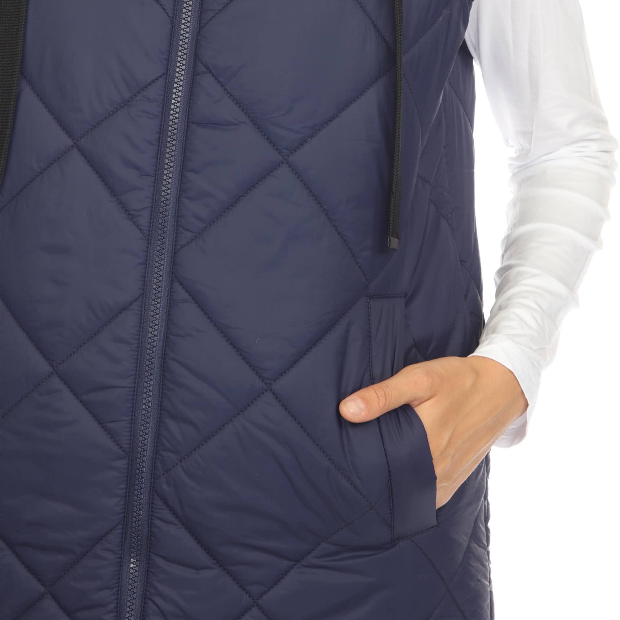 WHITE MARK - Wholesale Outerwear Vest - Women's - Women's Diamond Quilted Hooded Puffer Vest21