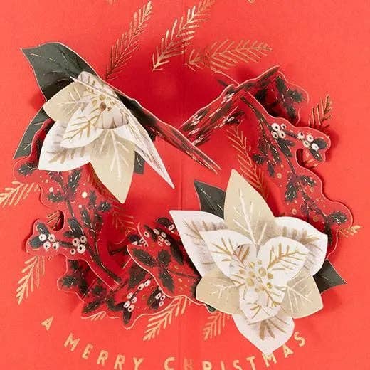 Greeting Life America - Wholesale Christmas Card - Christmas Wreath Pop-Up Card Red1