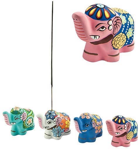 Sage Garden - Wholesale Incense Holder - 4 Pieces Elephant Terracotta Sticks Burner Set - 2.5"H, 3"L0