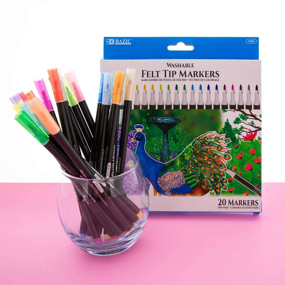 Luna Office Supply -  Everyday Essential - Wholesale Marker - Felt Tip Washable Markers 20 Colors5