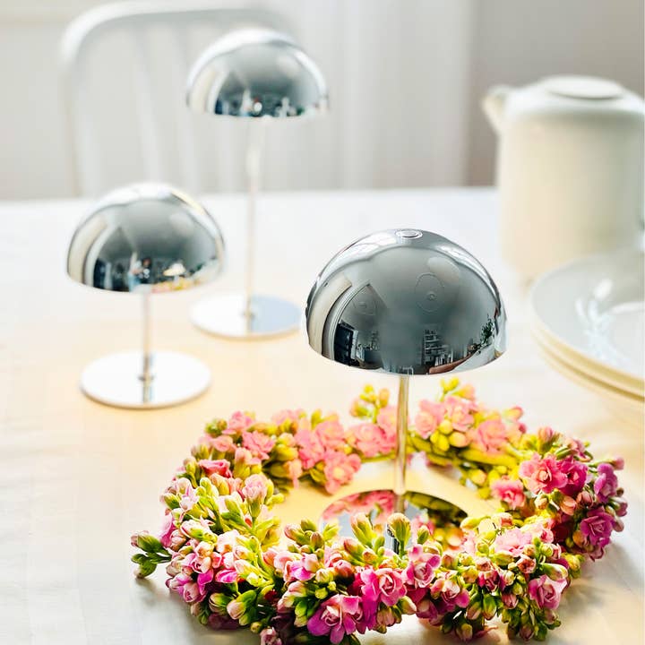 ALONG LED Mini Tafellamp Chroom 3-delige set voor wholesale door Dyberg Larsen