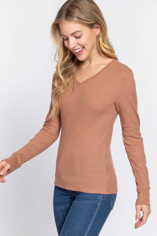 Vanilla Monkey - Wholesale Knit Top - Women's - Long Sleeve V-neck Thermal Knit Top5