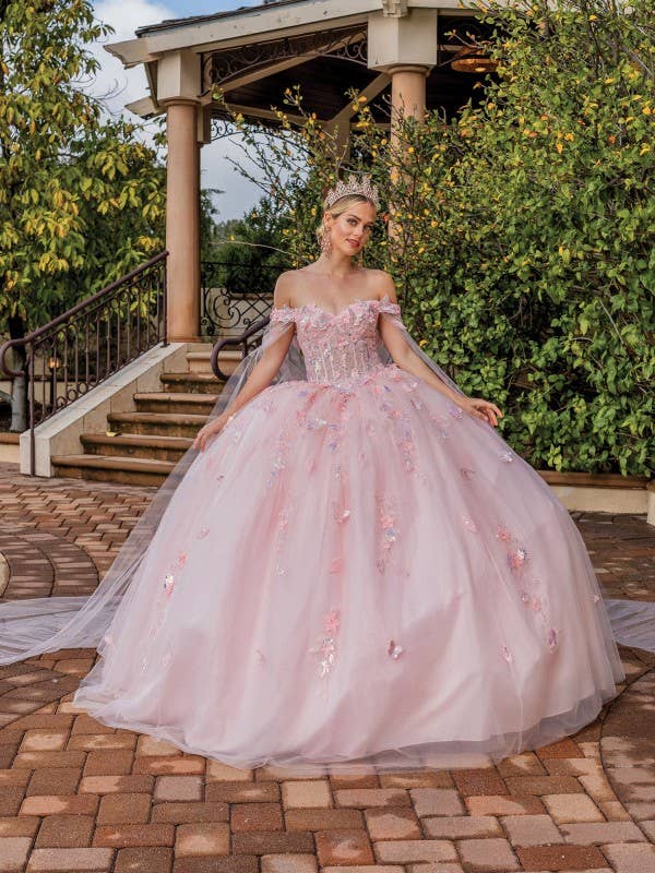 Robe de Quinceañera avec superposition complète en tulle pour la vente par Dancing Queen Dress