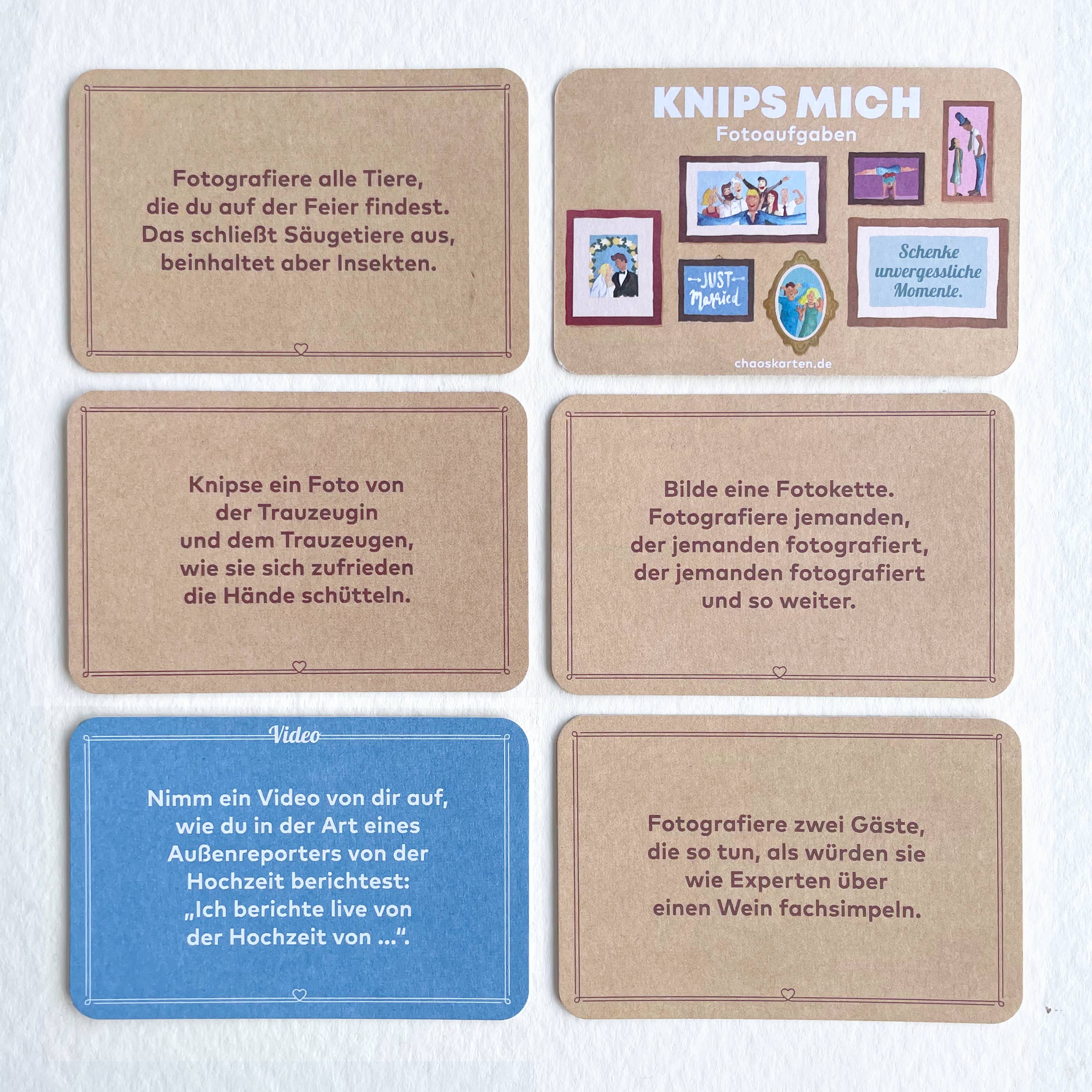 Chaoskarten Partyspiele - Venta al por mayor Juegos de cartas - KNIPS MICH: juego de bodas con tareas fotográficas2