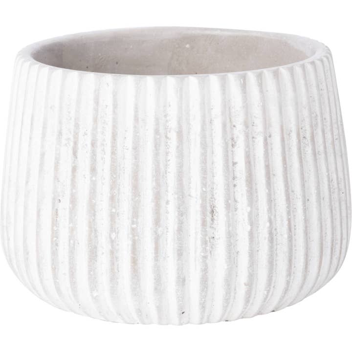 GE32440: Ribbed Stone Effect Pot Cover, Med 4.4x6.5x6.5in for wholesale by Silver Tree Home & Holiday