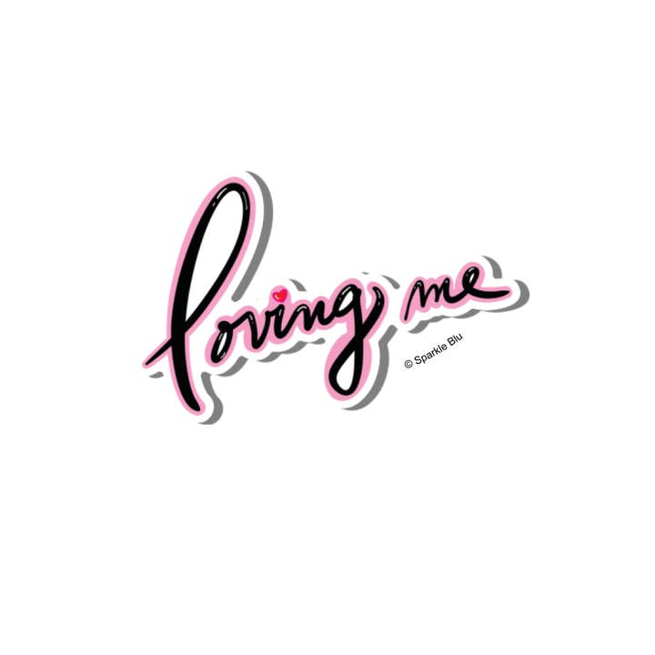Loving Me, Script Vinyl Sticker for wholesale by Sparkle Blu