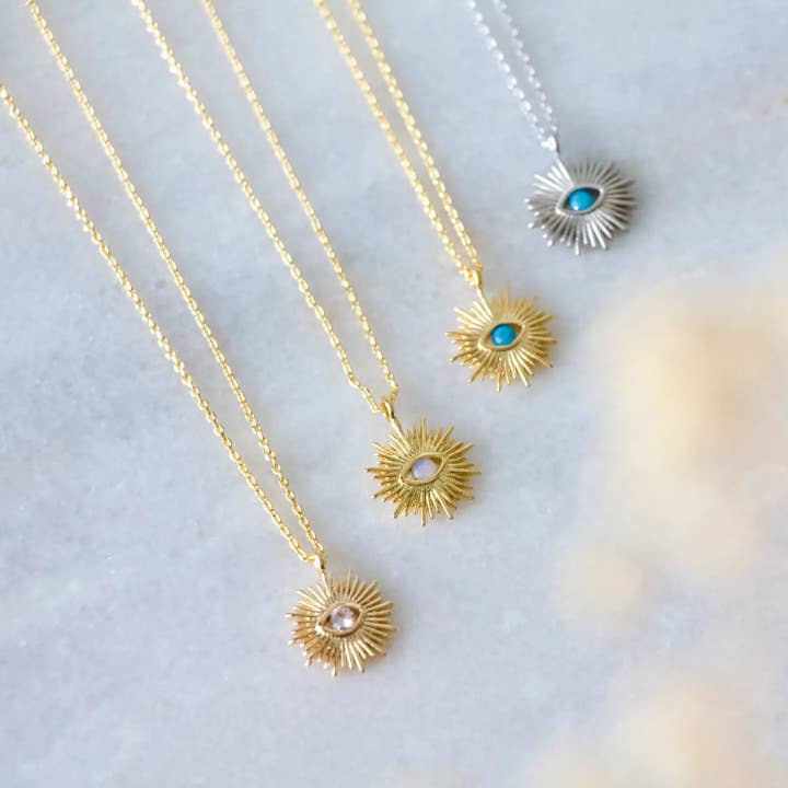 Sunburst Evil Eye Necklace for wholesale by Mesa Blue