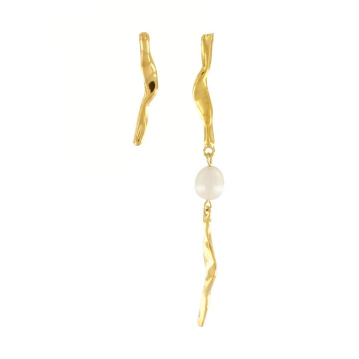 Joy Waterproof Organic Pearl Link Earring 18K Gold Plating for wholesale by Dansk Copenhagen