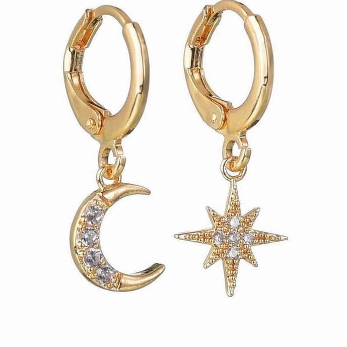 Moon and Star Earring A14 Strutt Jewelry for wholesale by Strutt Jewelry