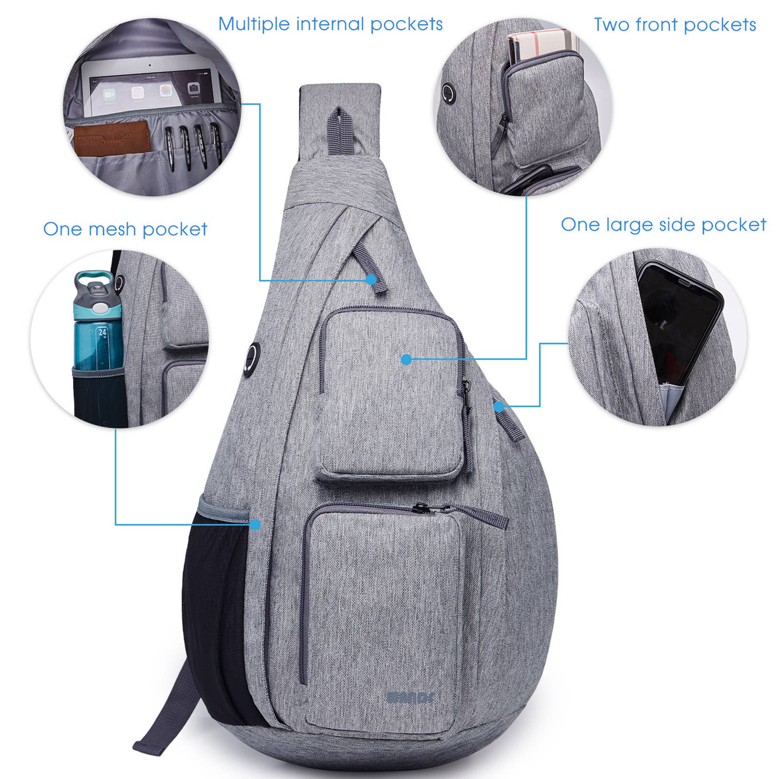wandf - Wholesale Backpack - Unisex - WANDF Crossbody Sling Chest Bag Mens Travel Backpack29