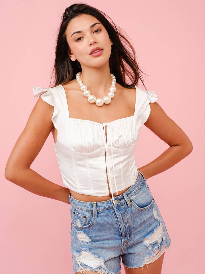 SATIN RUFFLE TOP S10490 for wholesale by Signature 8