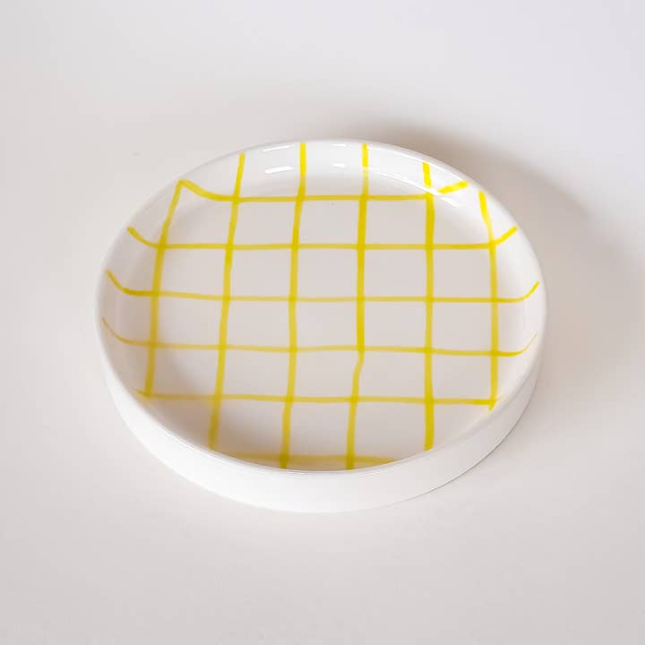 Prato pequeno Grid - spiaggia amarelo por atacado de Magazin Minori