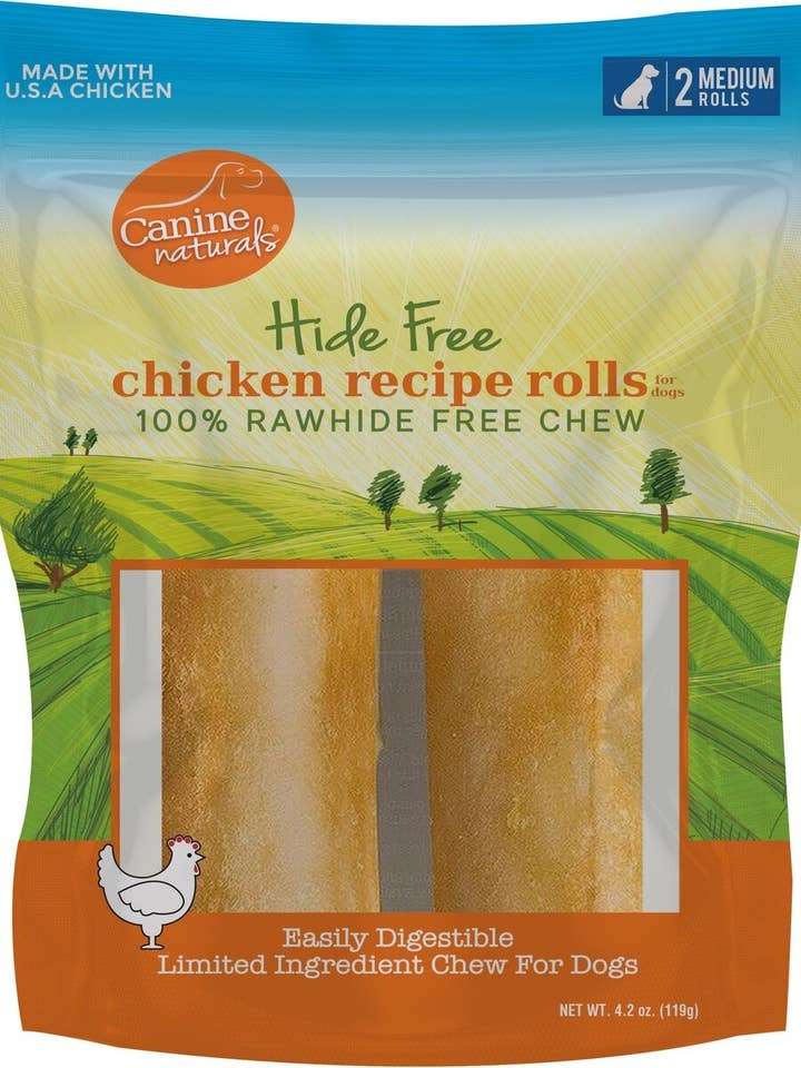 Hide Free Chicken Medium 4" Roll - 2 Count for wholesale by Canine Naturals