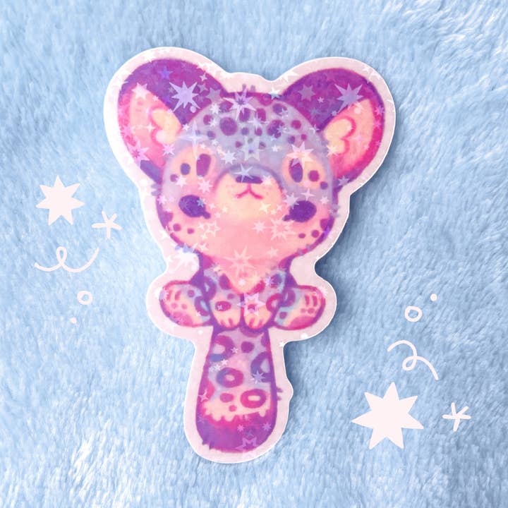 Snow Leopard Holographic Sticker for wholesale by Rowan Kingsbury