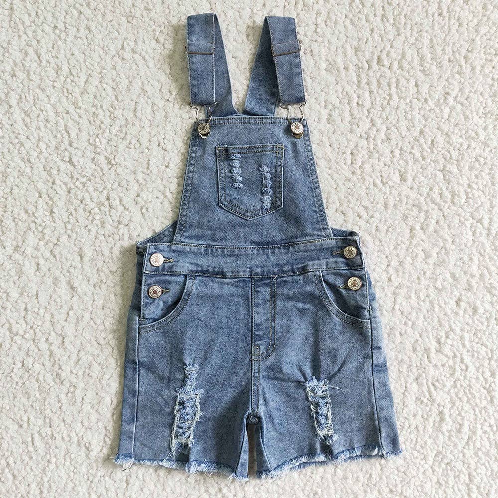 Aier Wholesale - Wholesale Overalls - Kids - 4 Colors Western Baby Girls Boys Denim Shorts Overall Jumpsuits3