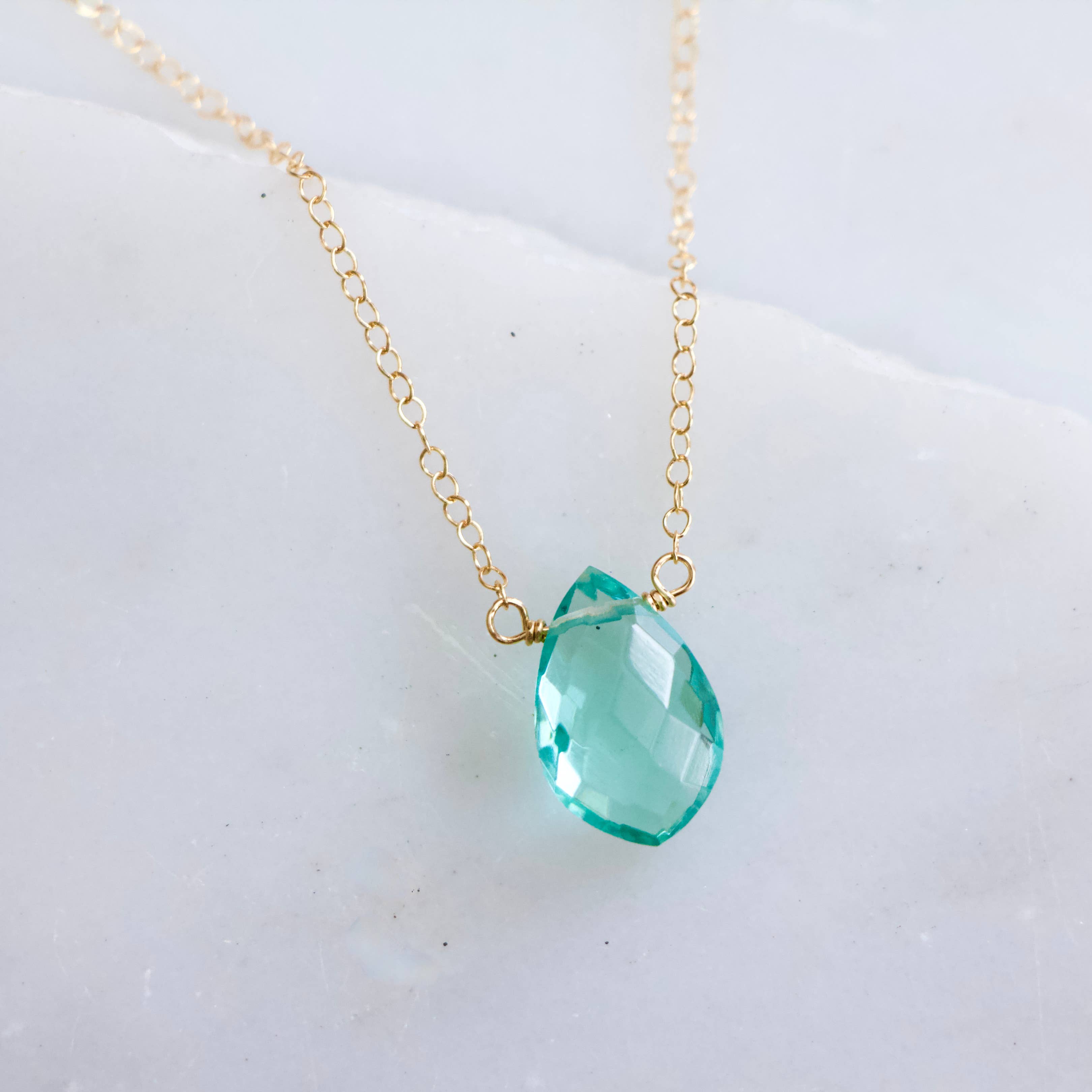 Mesa Blue - Wholesale Pendant/Charm Necklace - Aquamarine Quartz Necklace - Gold Filled3