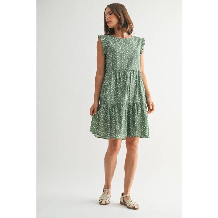 FUN2FUN - Vendita all'ingrosso Vestito - Donna - MINI ABITO A BALZE CON MOTIVO A RIGHE FLOREALI DELICATE E TESTURA7