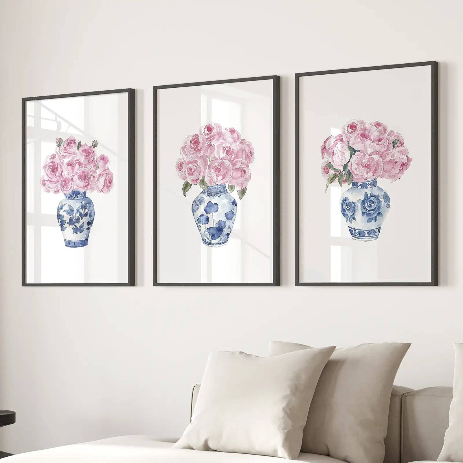 Art Lane - Wholesale Art Print - Blue Chinoiserie Watercolor Roses Art Print4