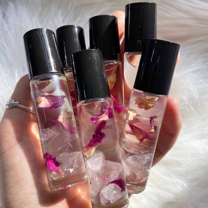 Rolo de perfume de cristal de quartzo rosa por atacado de Sapphire & Sage