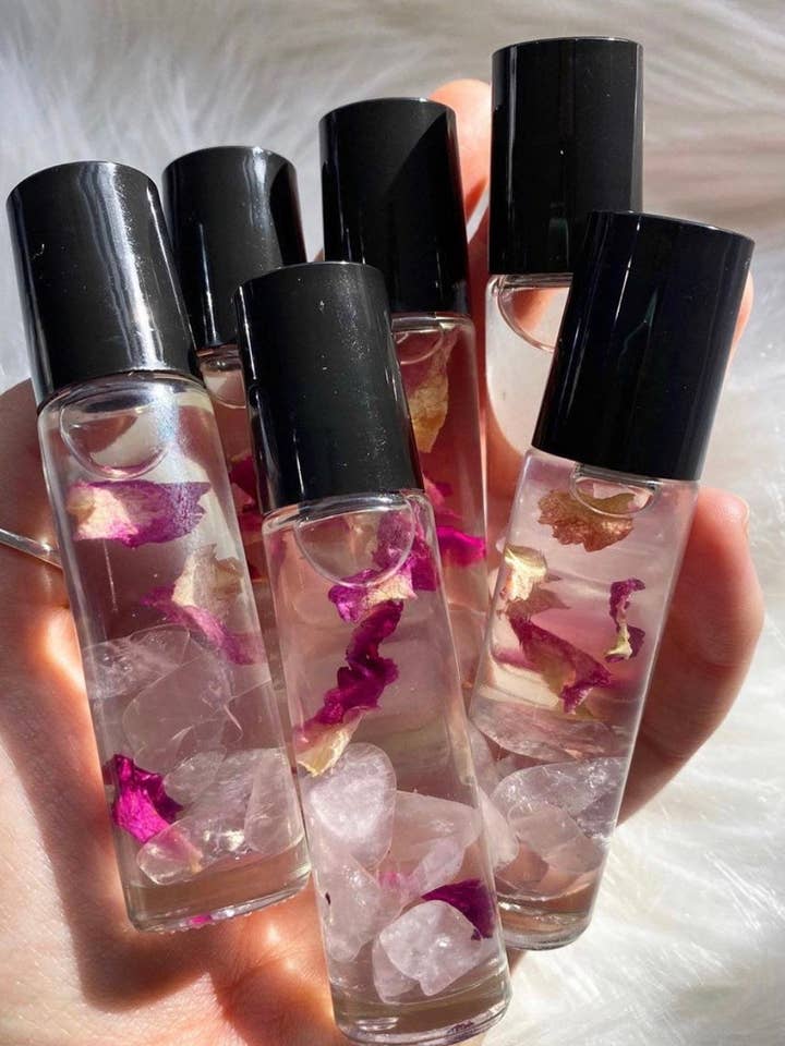Rose Quartz Crystal Perfume Roller for wholesale by Sapphire & Sage
