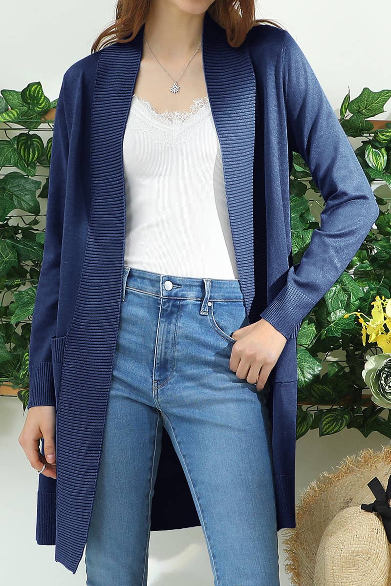 NINEXIS - Vente Cardigan – femme - AWOCAL311_CARDIGAN OUVERT À MANCHES LONGUES AVEC POCHES LATÉRALES43