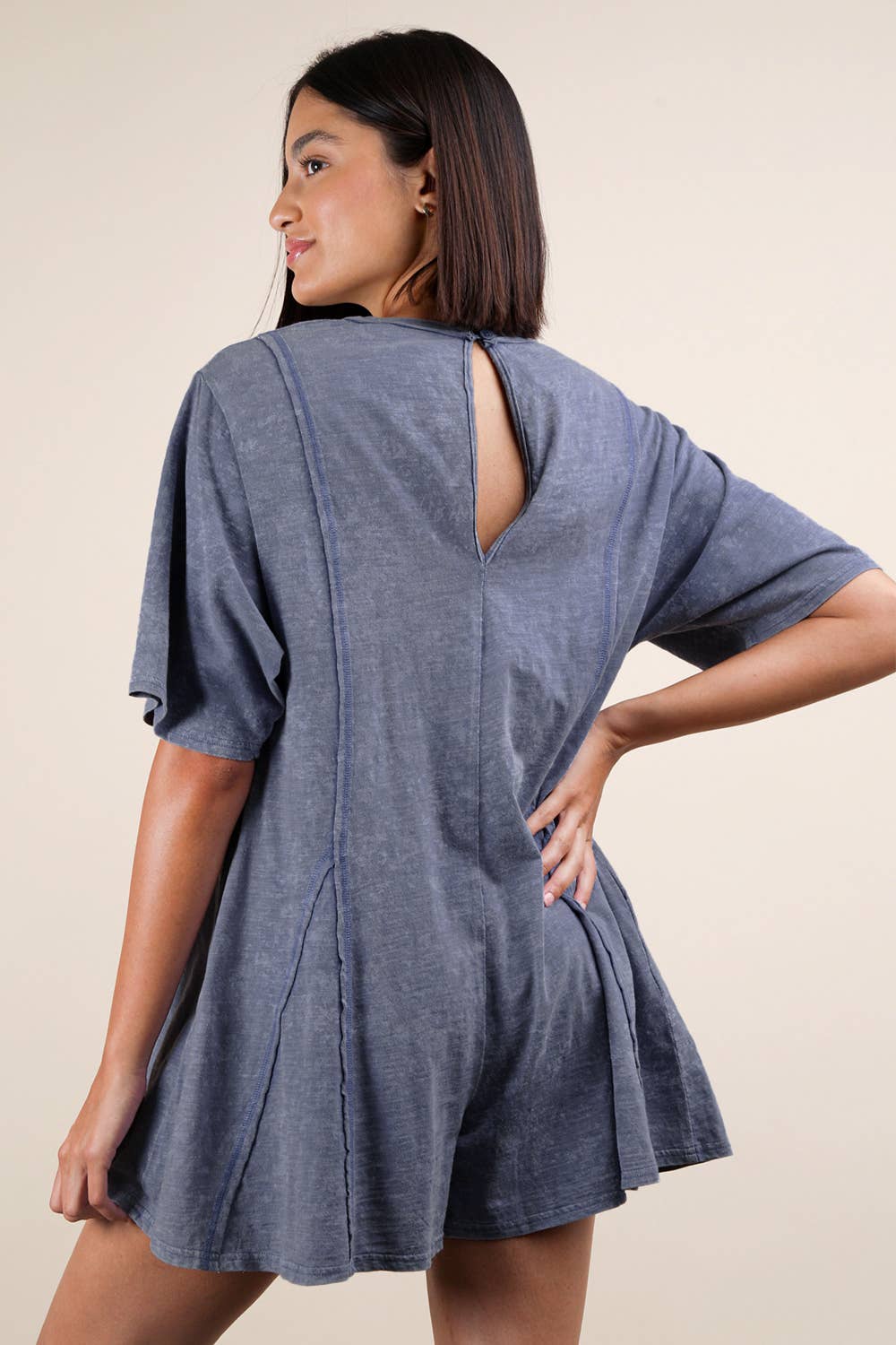VERY J - Wholesale Romper - Women's - NP70727-Mineral Washed Oversized Knit Comfy Romper9