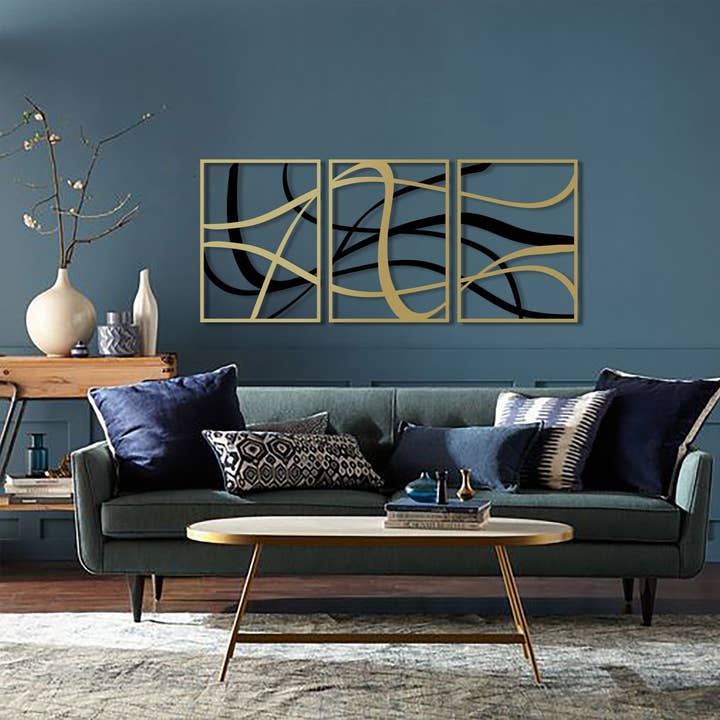 Black and Gold Abstract Metal Art -WA101 for wholesale by Blackivycraft