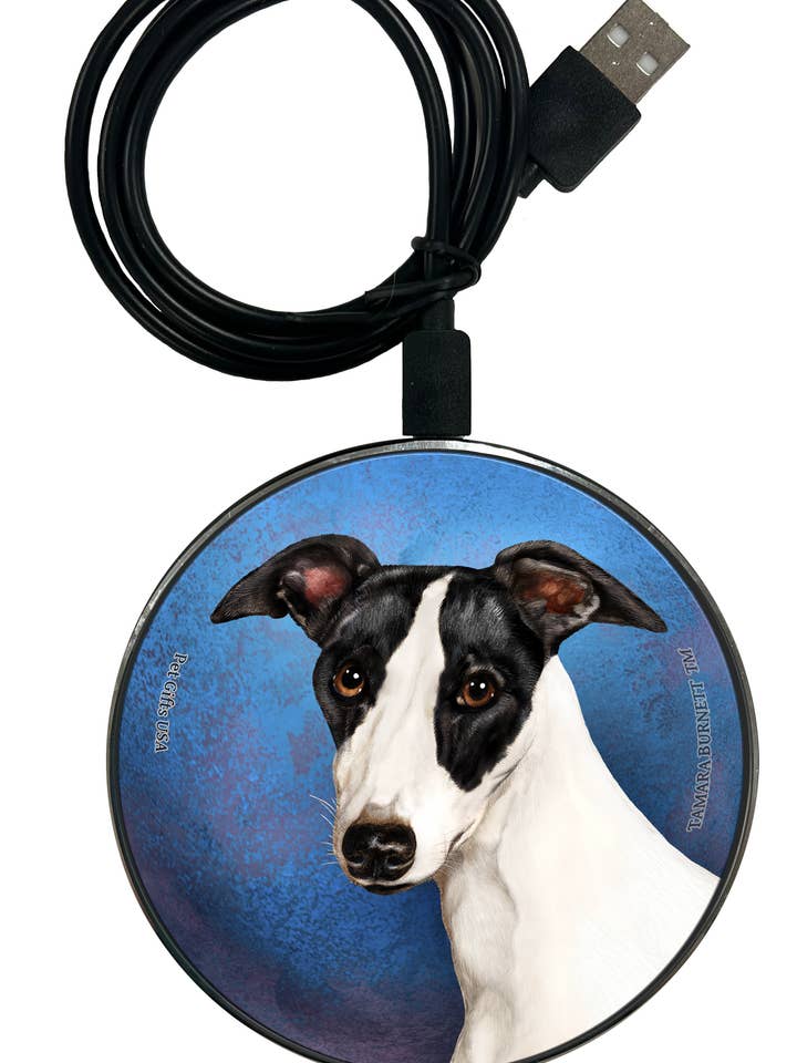 Whippet Black and White - Zoomies Phone Charger for wholesale by Pet Gifts USA, LLC