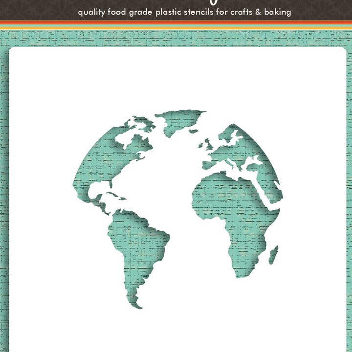 Designer Stencils - Wholesale Stencil - Wereldkaart (Globe) Cookie- en ambachtelijke stencil1