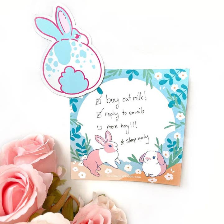 The Crowned Rabbit - Wholesale Notepad - Floral Rabbit Memo Pad, Notepad1
