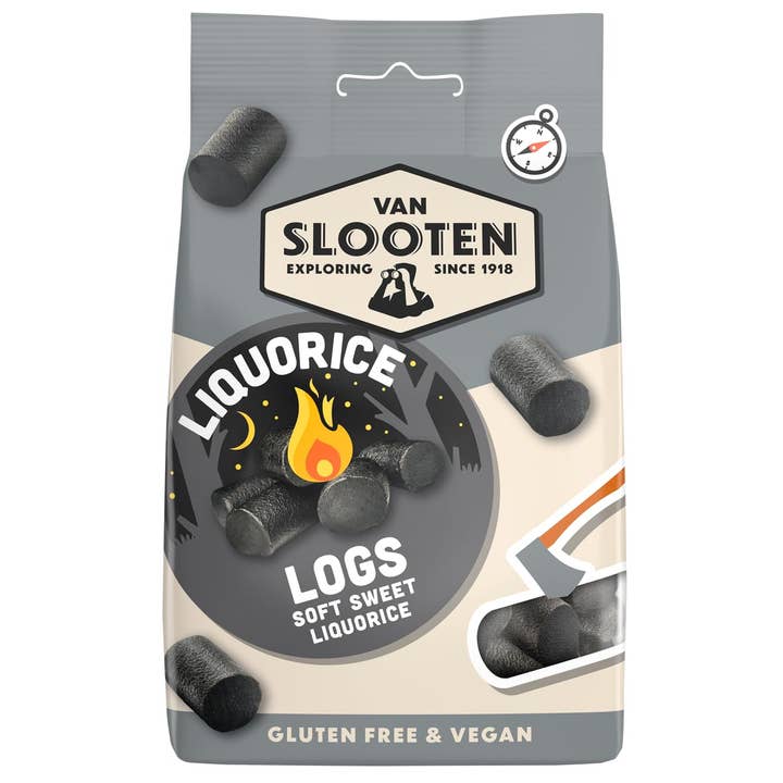 Van Slooten Sweet Liquorice Logs 100g x8 (Liquorice Logs) for wholesale by Van Slooten