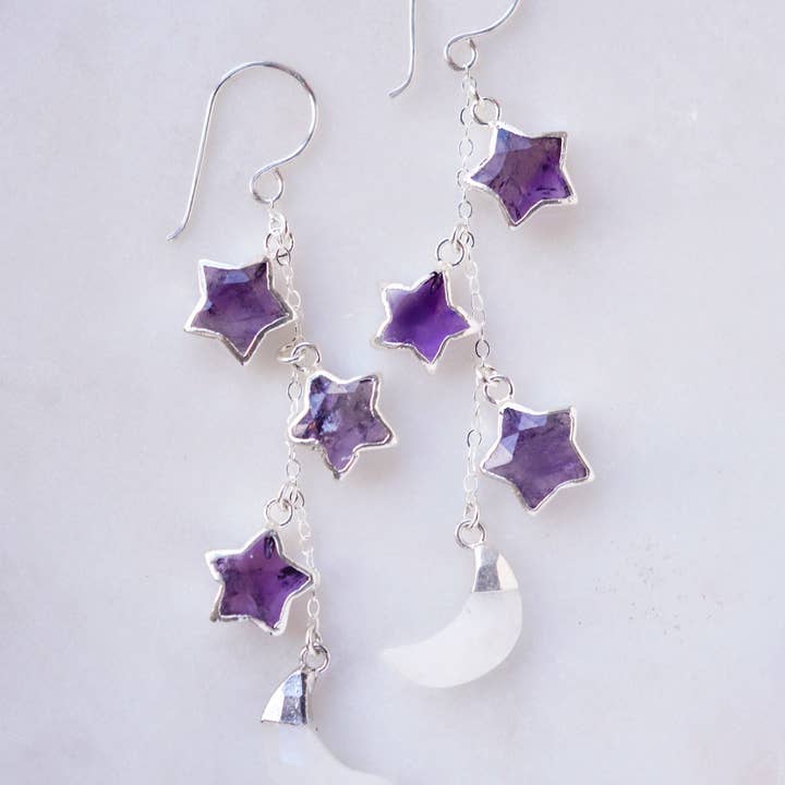 Mån- och stjärnametist månstenörhängen för wholesale av GEMNIA