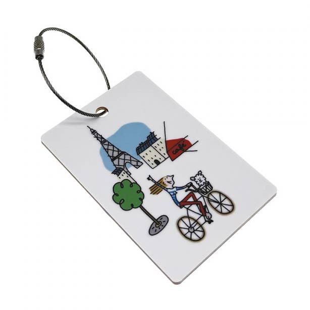 SB639VT Étiquette de bagage en bois - Paris à vélo pour la vente par Petit Jour Paris