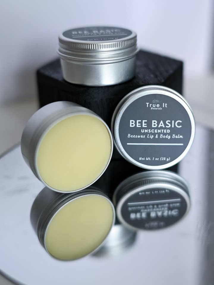 Unscented Lip Balm - BEE BASIC | Beeswax Balm Tin for wholesale by True It Naturals