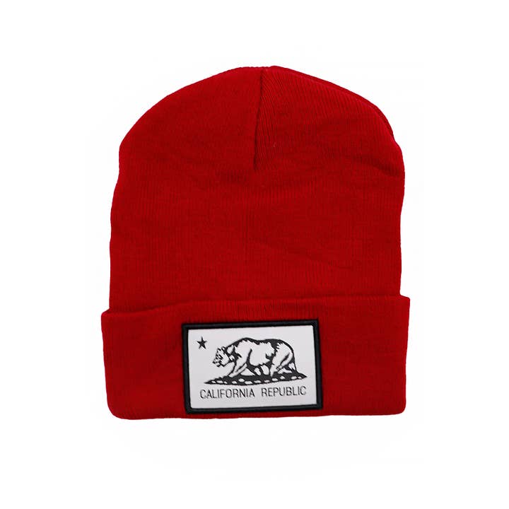 Cap Zone - Wholesale Beanie – Women's - Monochrome California Republic Bear Logo Long Cuffed Beanies2