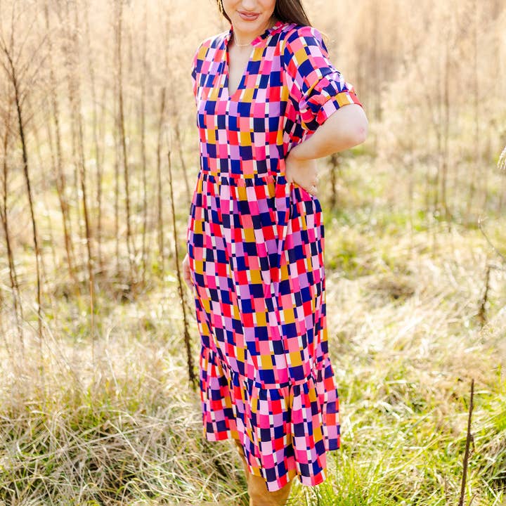Vestido Tessa Check Me Out Azul PK S-L por atacado de Michelle McDowell