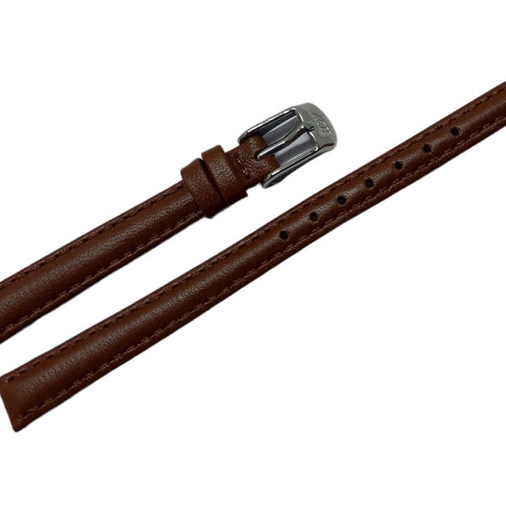 10 mm marron. Bracelet cuir lisse bombé pour la vente par BRACELETS MONTRE ACH