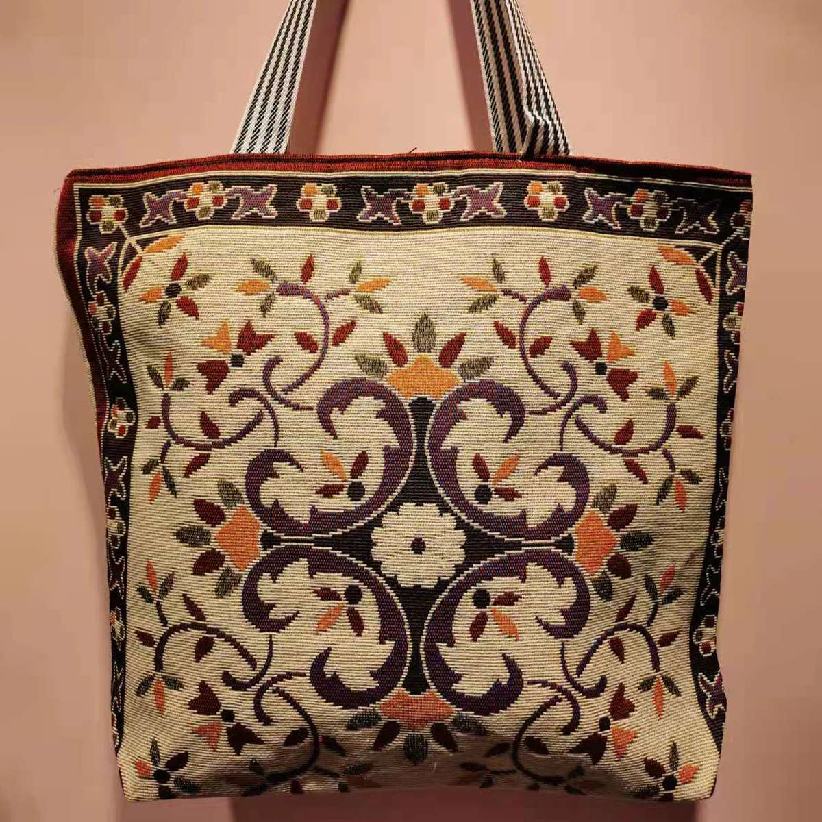 ACCITY - Wholesale Tote Bag - Women's - RETRO EMBROIDERED CANVAS SHOULDER BAG TOTE BAG_CWAB16726