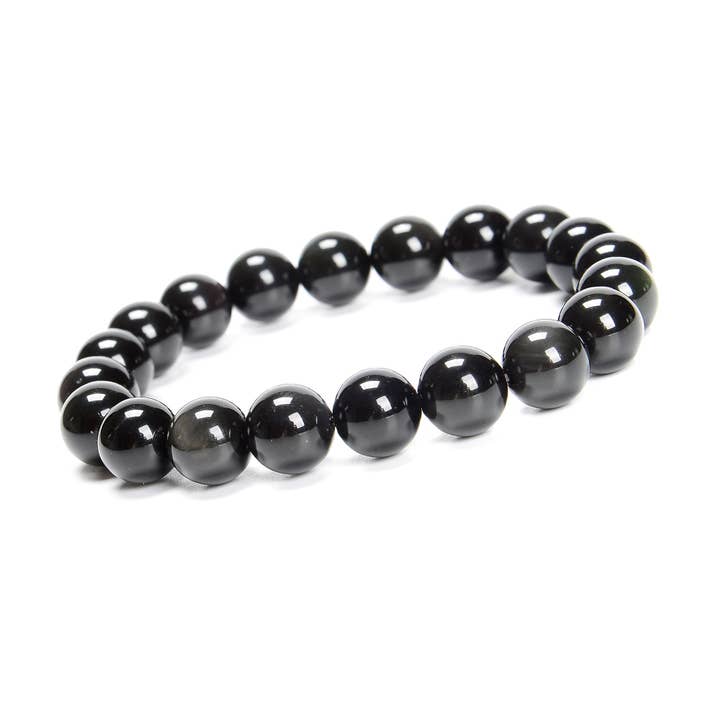 CRCBEADS - Wholesale Beaded Bracelet - Rainbow Obsidian Smooth Round Beads Bracelet 6mm 8mm 10mm 7.5'' Length 3 PCS/Set1