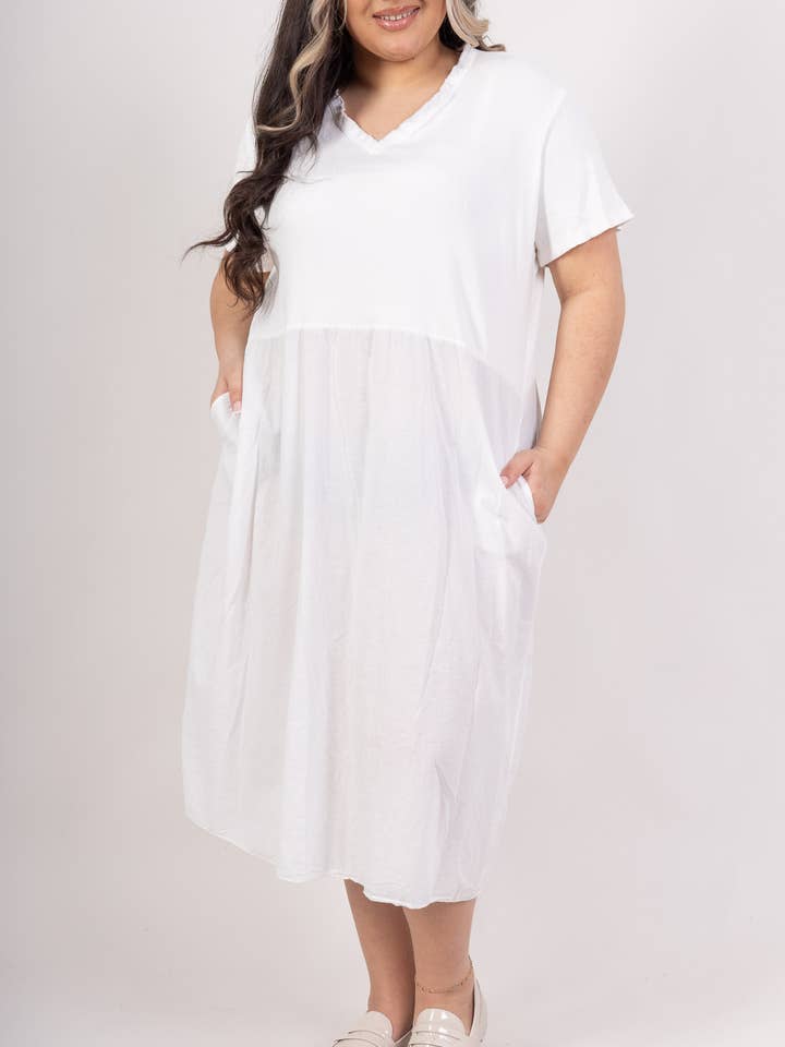 Pépouz' Paris - Wholesale Dress - Women's - PLUS SIZE T-shirt dress 95% cotton bi-material PR2520GT