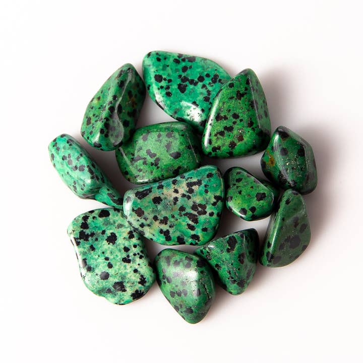Tree of Life Gems – Engroshandel Spirituelle sten og krystaller – Medium tumlet grøn dalmatiner jaspis