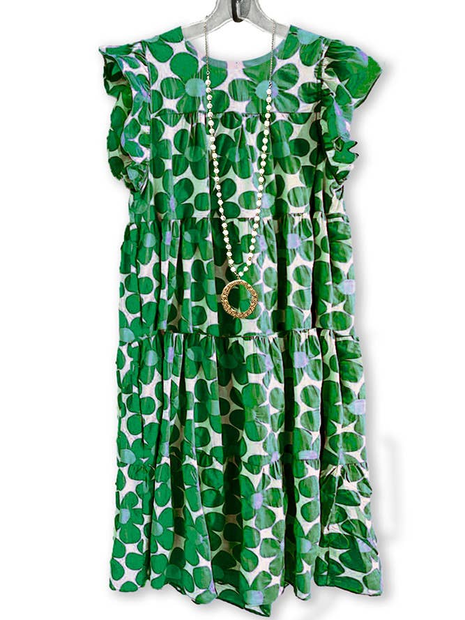 UNISHE - Wholesale Dress - Women's - Flutter Sleeve Tiered Floral Dress BBSP0225