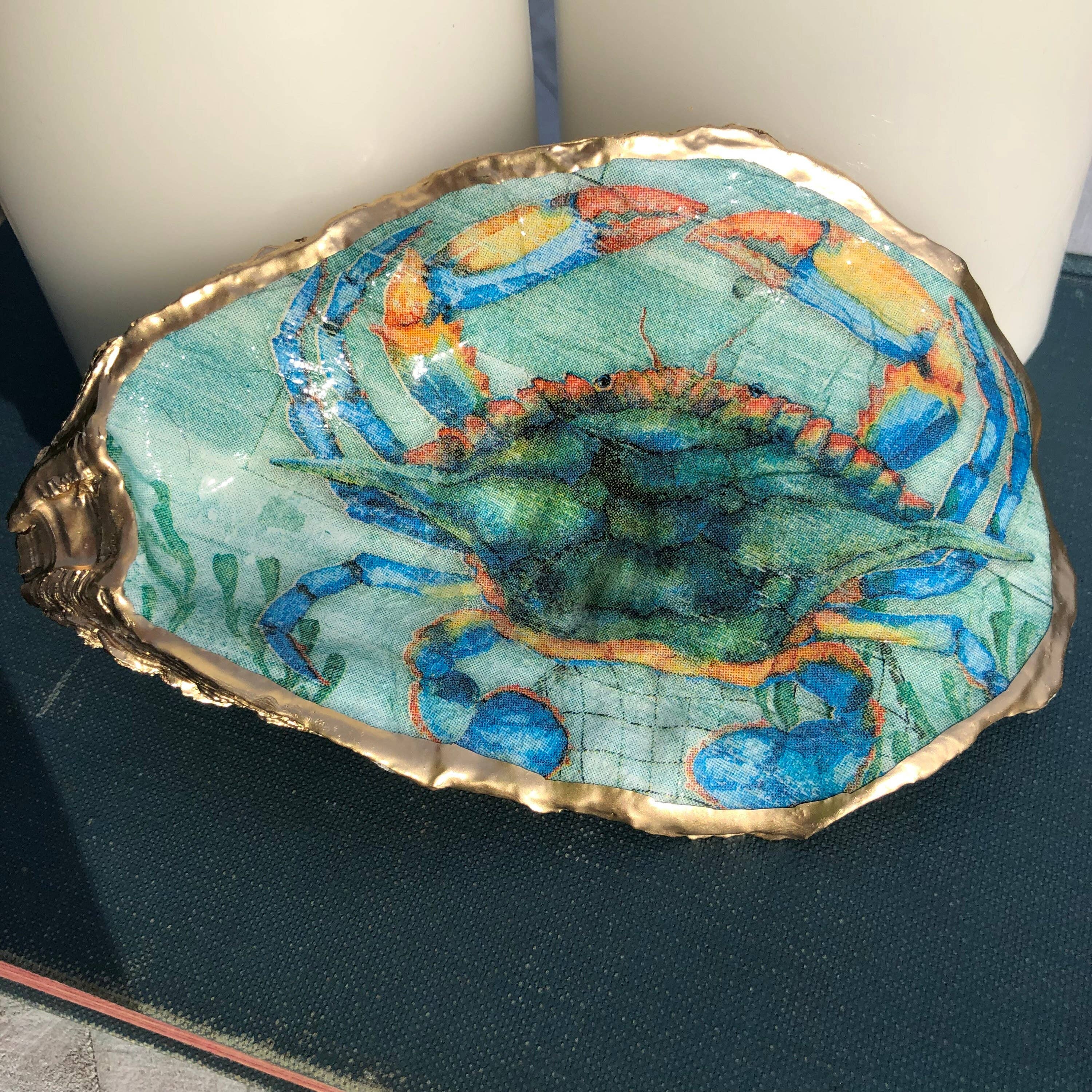 Place of Grace Designs - Vente Plateaux à bijoux - Plat à découper Oyster Ring - Blue Crab1