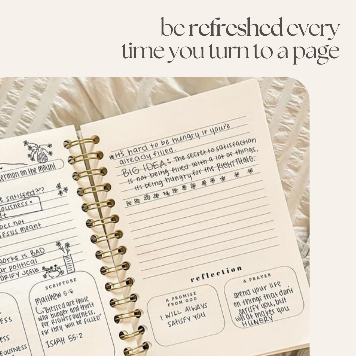 Steadfast and Sustained - Wholesale Journal/Diary - Church Notes Journal- White Spiral Linen- Christian Notebook4