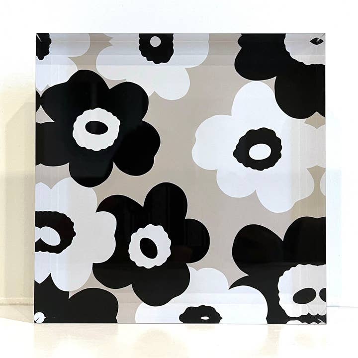 beige flowers - acrylic block for wholesale by margo.rebecca