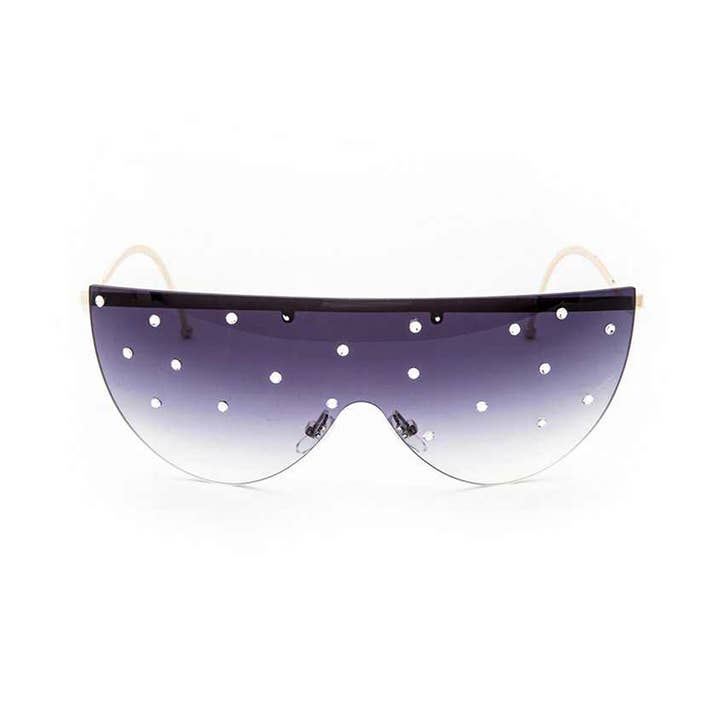 Rope & Spurs - Wholesale Sunglasses - Women's - Crystal Pave Shield Sunglasses